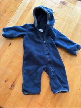 Columbia Navy Blue Hooded Fleece One-Piece Bunting